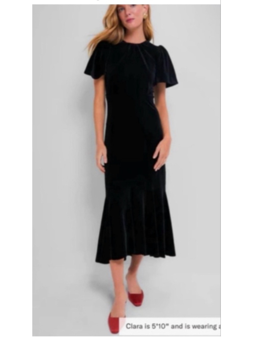 NWT Tuckernuck Black Velvet Midi Dress with Flutter Sleeves Xl - Picture 3 of 6